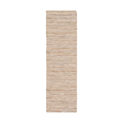 Phoebe 96 X 30 inch Cream/Khaki/Pale Blue/Metallic - Silver Rugs, Leather