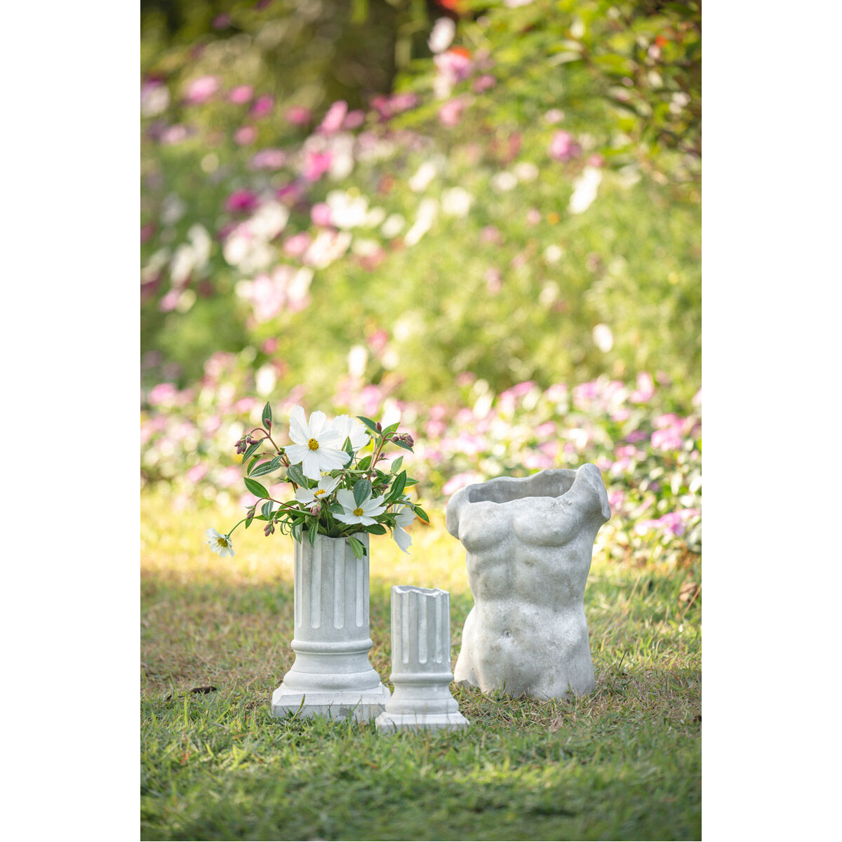 Greek Column Off-White Outdoor Planter