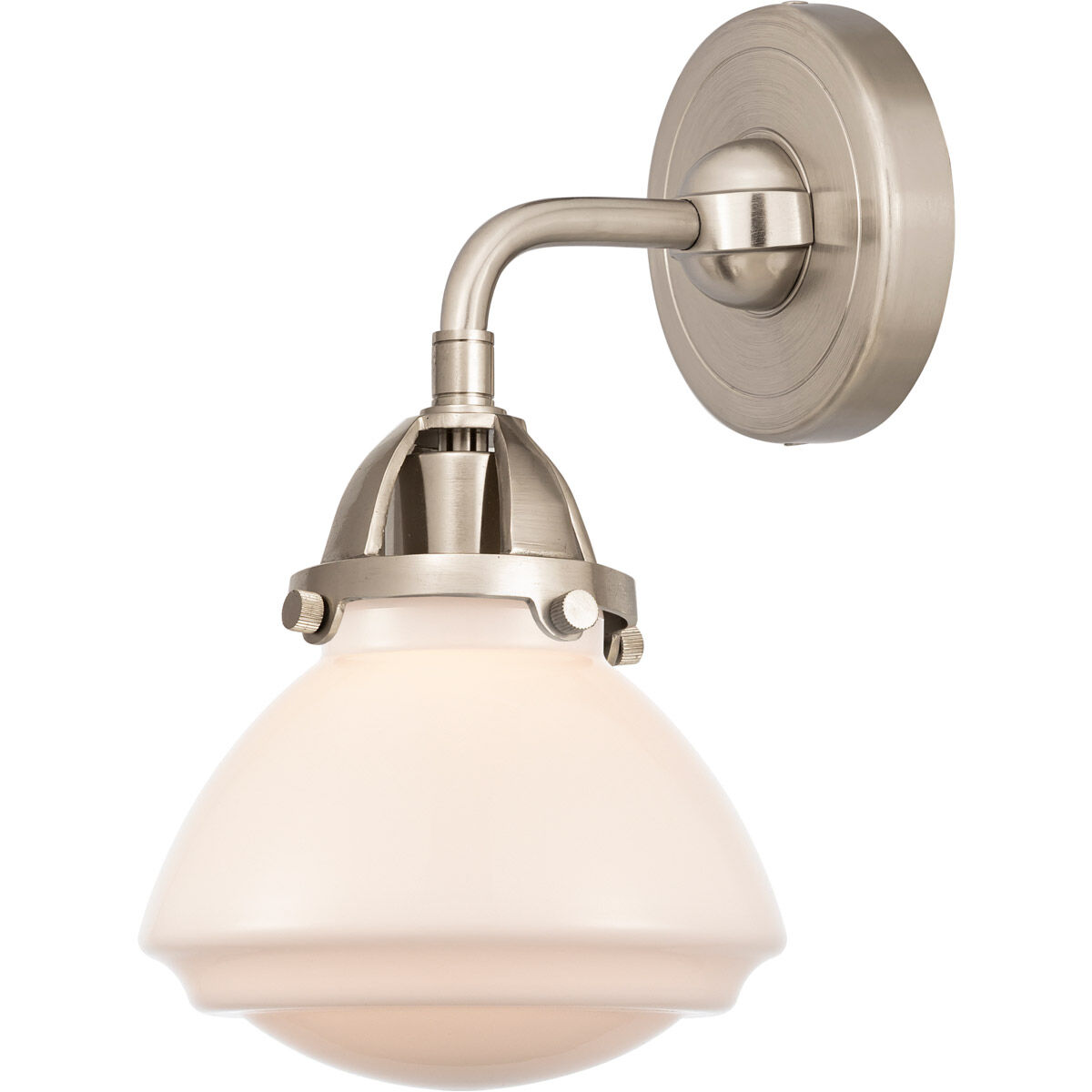 Nouveau 2 Olean 1 Light 7 inch Brushed Satin Nickel Sconce Wall Light in Matte White Glass