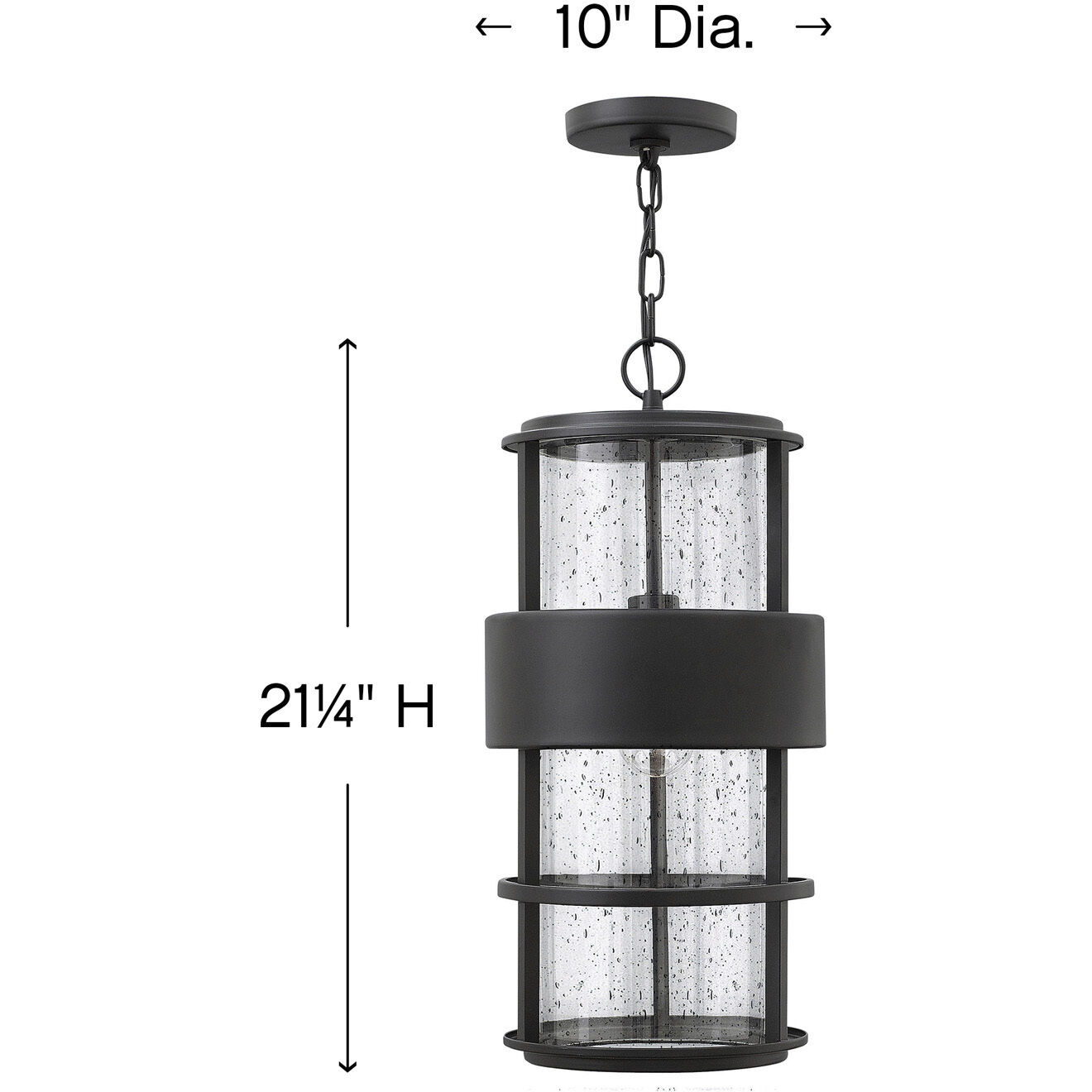 Saturn 1 Light 10 inch Satin Black Outdoor Hanging Lantern