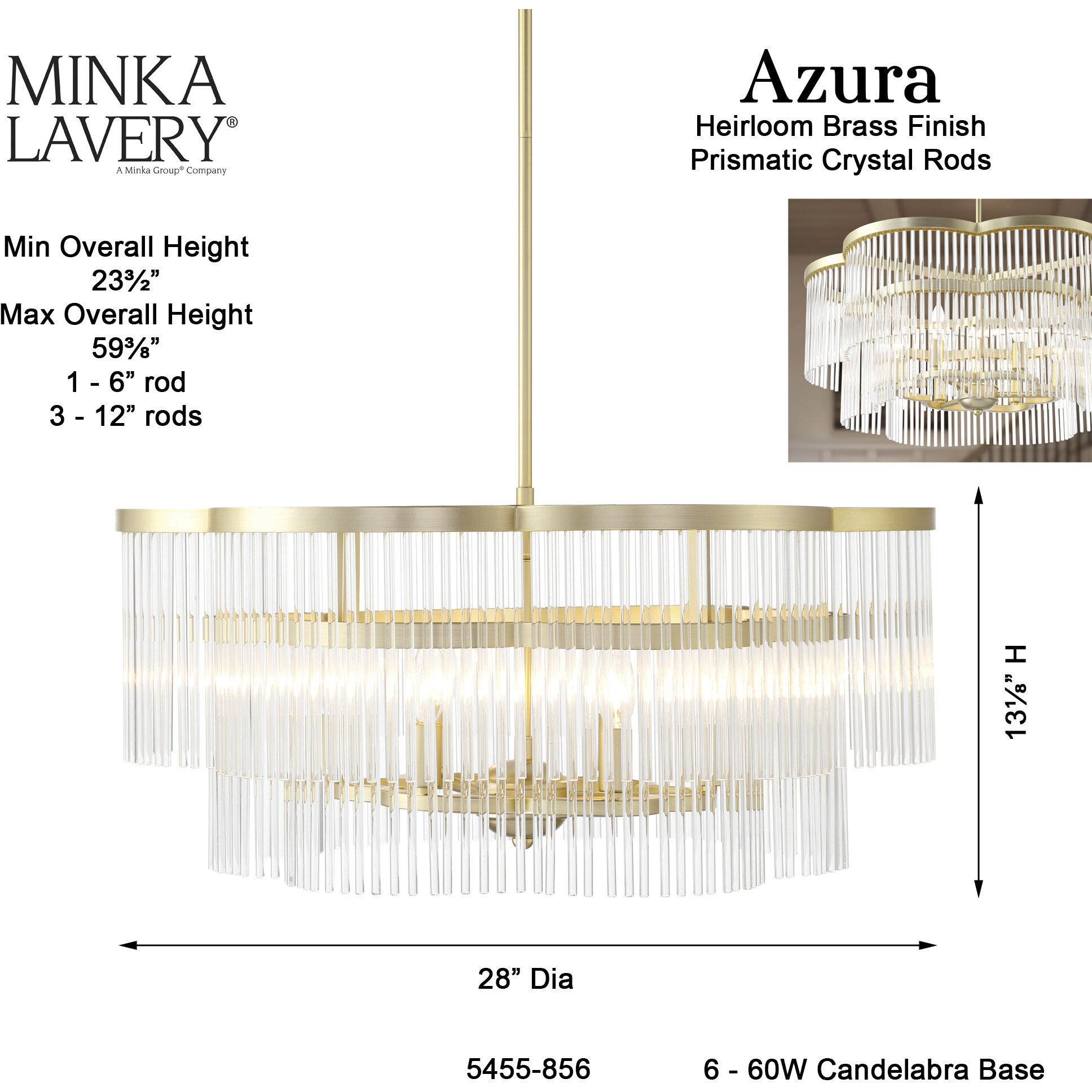 Azura 6 Light 28 inch Heirloom Brass Scalloped Pendant Ceiling Light