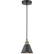 Smithfield 1 Light 6.5 inch Black Antique Brass Mini Pendant Ceiling Light in Matte Black