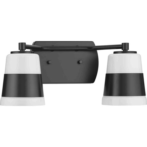 Haven 2 Light 16 inch Matte Black Bath Light Wall Light