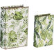 Botanical 7.1 X 2.7 inch Green and White Book Box, Set of 2