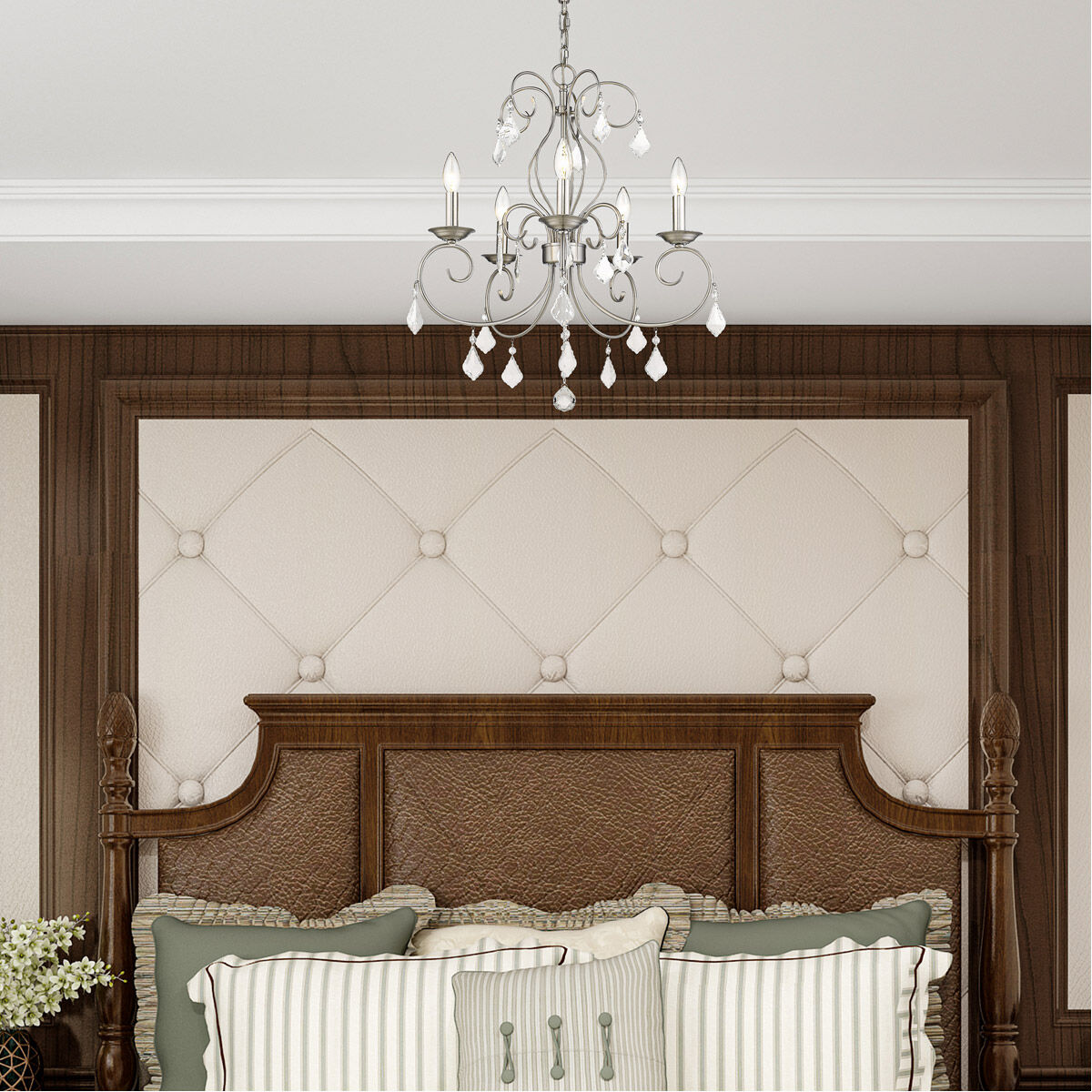 Donatella 5 Light 22 inch Brushed Nickel Chandelier Ceiling Light