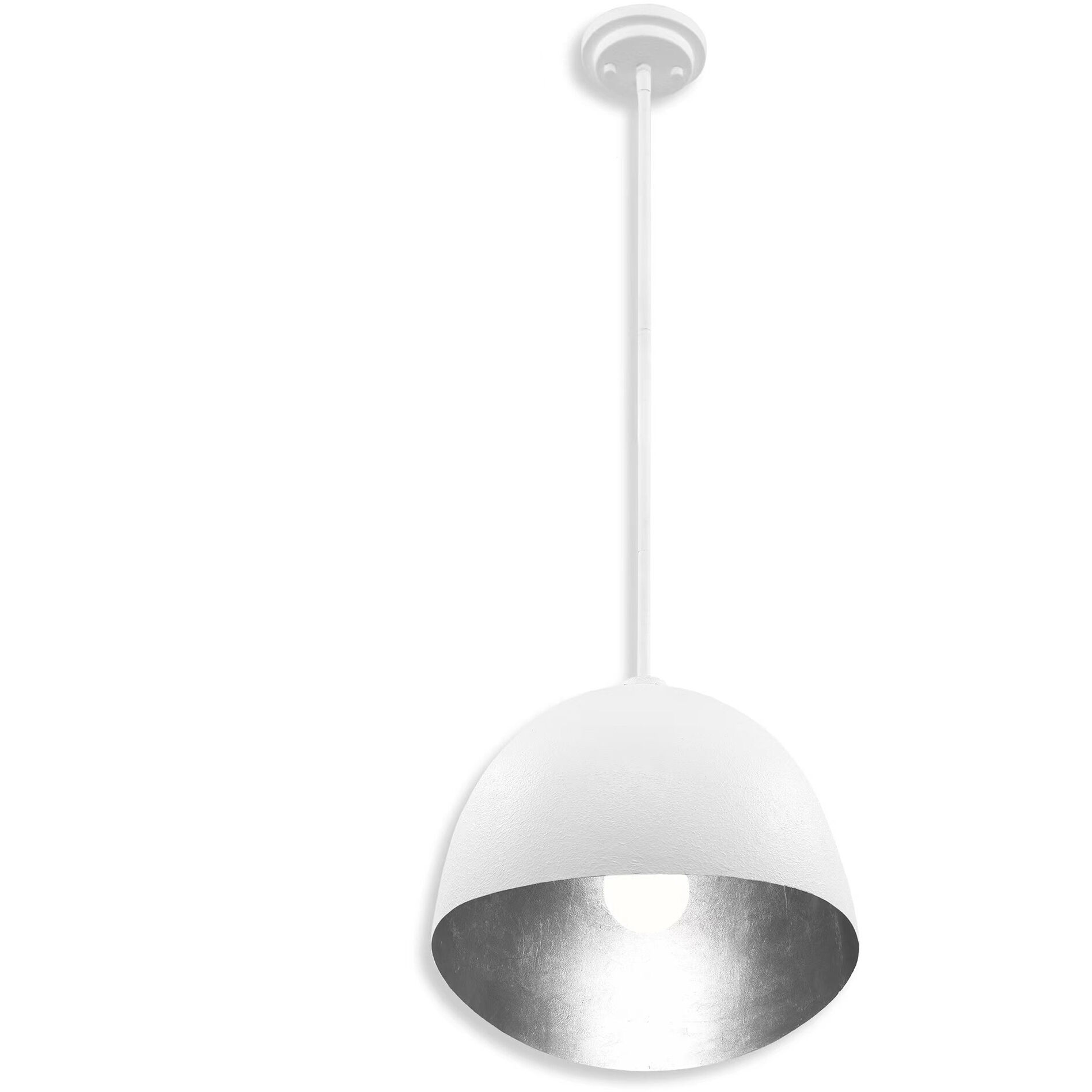 Eclos 1 Light 15.75 inch Textured White With Silver Leaf Inside Pendant Ceiling Light