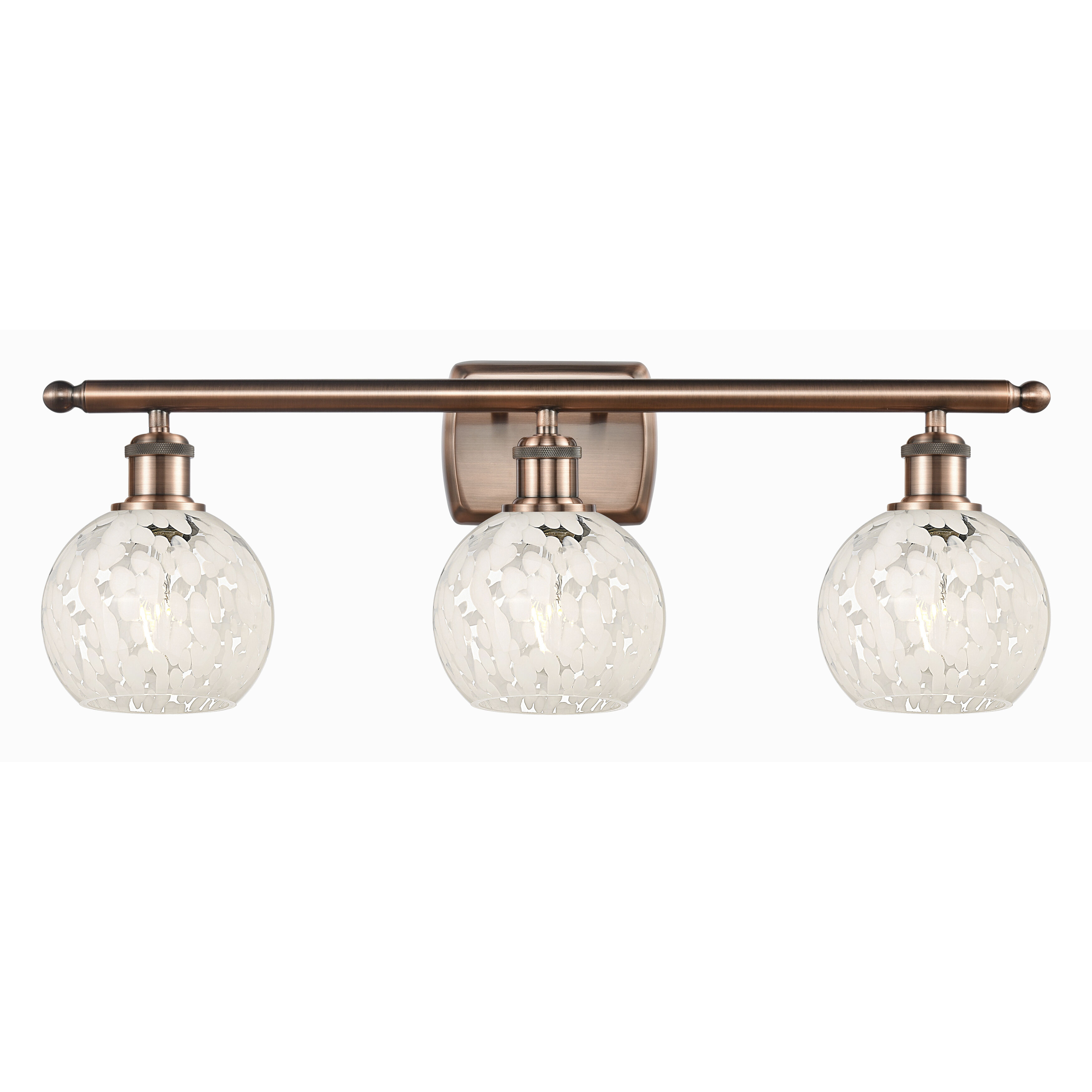 Ballston White Mouchette 3 Light 26 inch Antique Copper Bath Vanity Light Wall Light