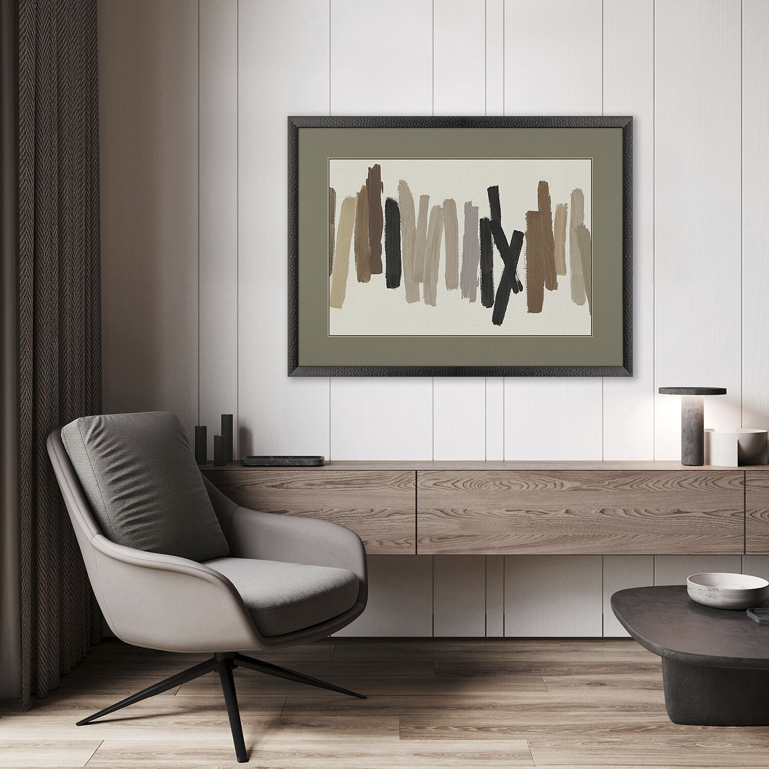 Strokes in Brown Brown and Beige and Neutral Framed Art