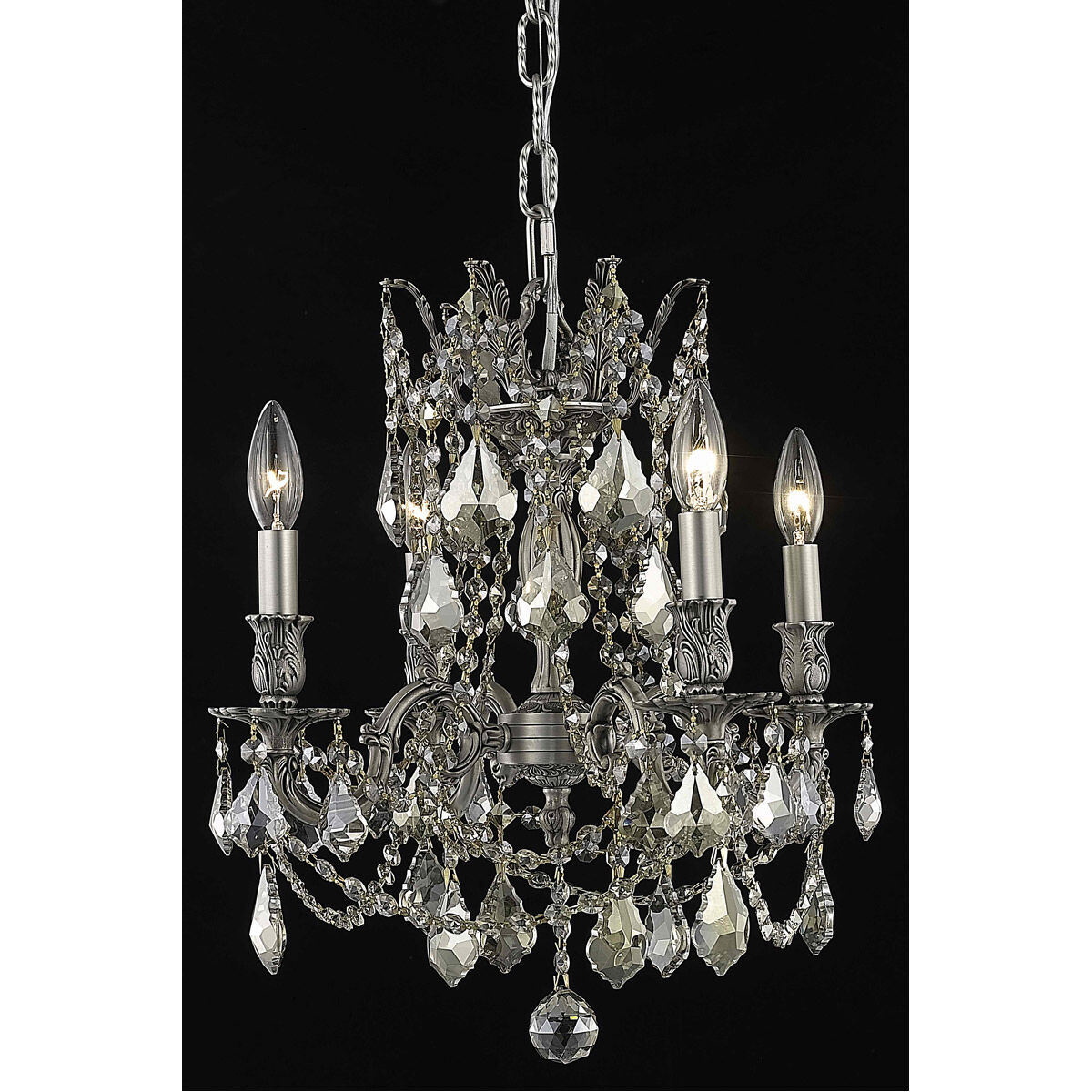 Rosalia 4 Light 17 inch Pewter Dining Chandelier Ceiling Light in Golden Teak, Royal Cut