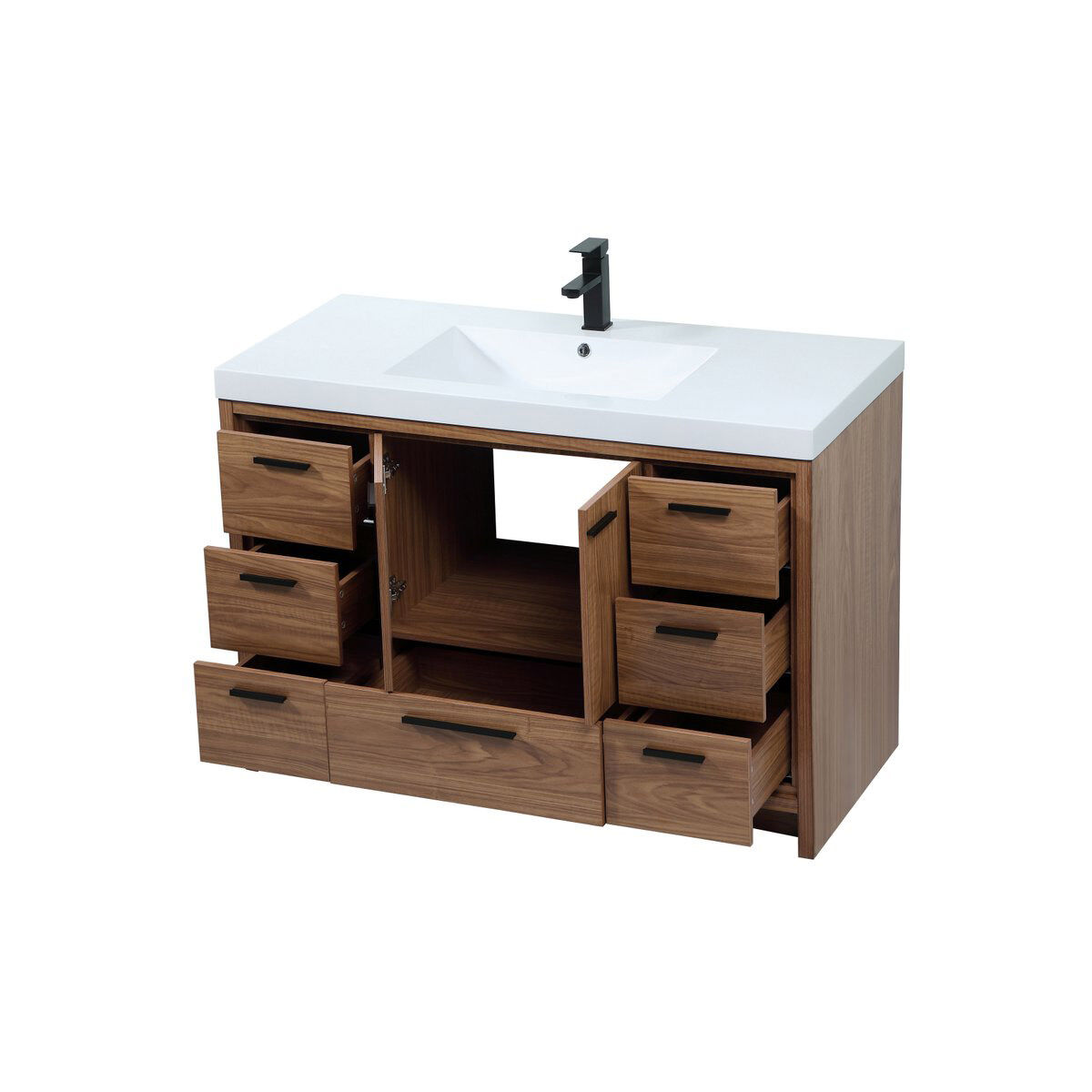 Wyatt 48 X 22 X 34 inch Walnut Brown Vanity Sink Set
