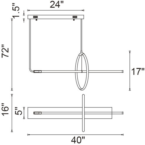 Hoops LED 40 inch Satin Gold Island/Pool Table Light Ceiling Light