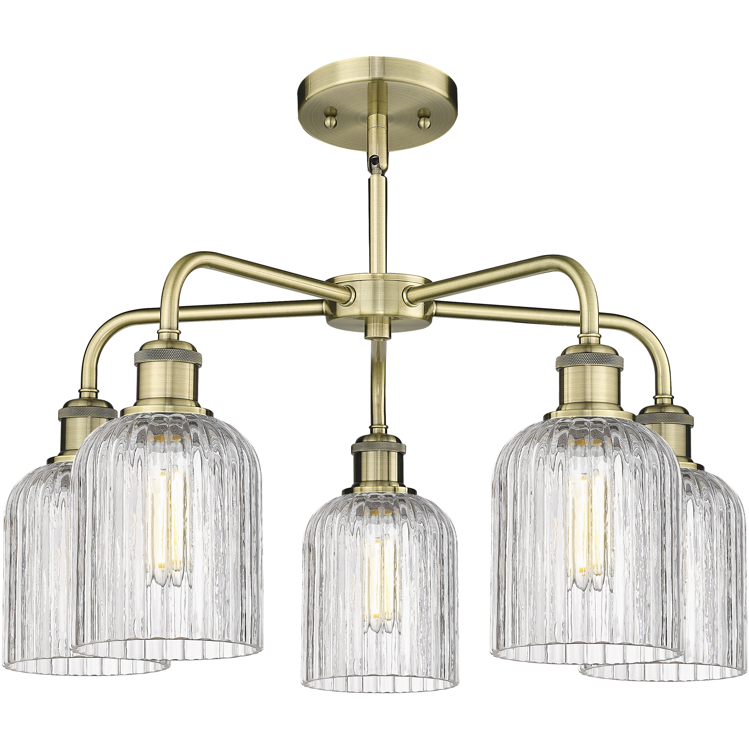 Ballston Bridal Veil 5 Light 23 inch Antique Brass Stem Hung Chandelier Ceiling Light