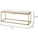 Shelby White Hide and Antique Brass Metal Bench