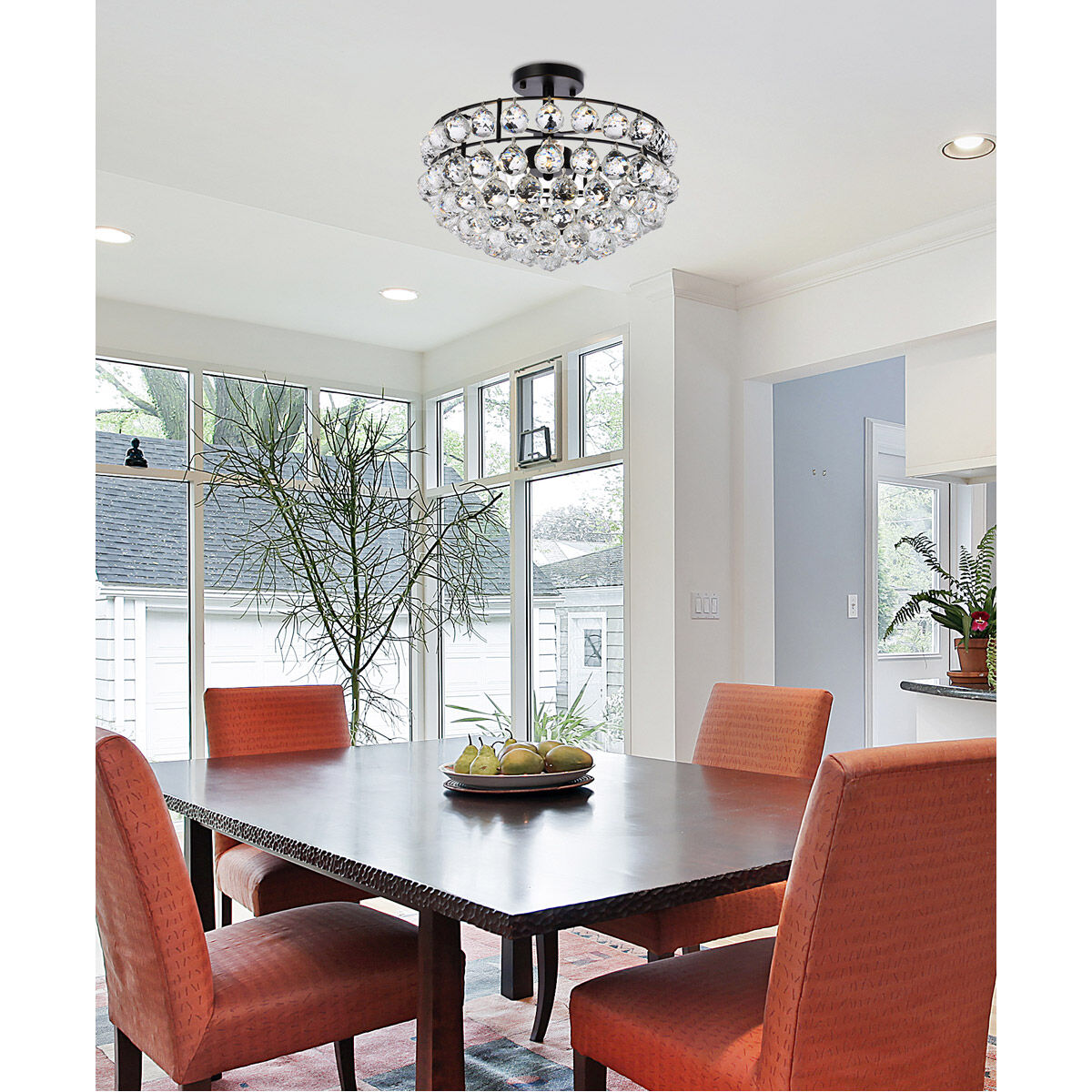 Savannah 3 Light 16 inch Black Flush Mount Ceiling Light