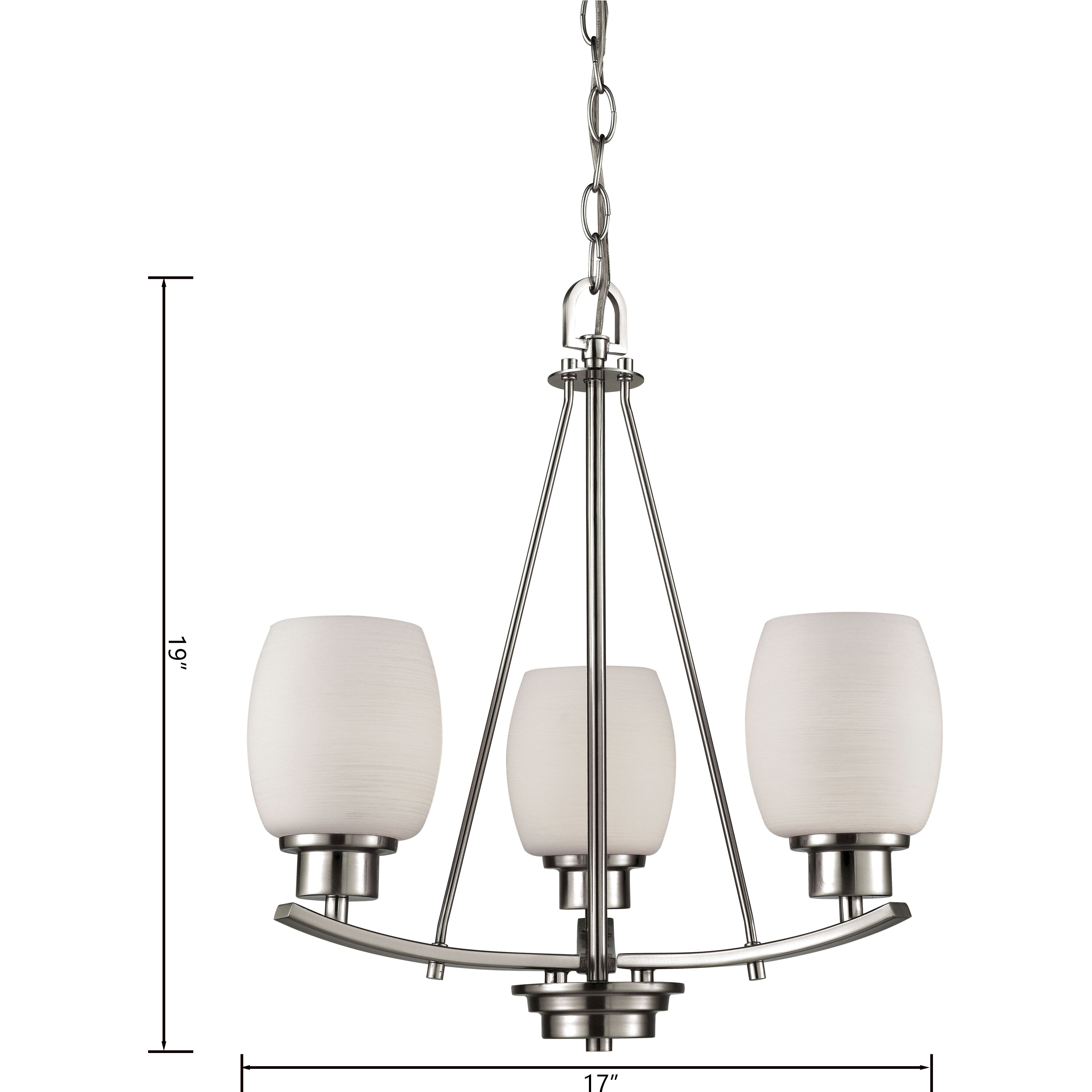 Casual Mission 3 Light 17 inch Brushed Nickel Chandelier Ceiling Light