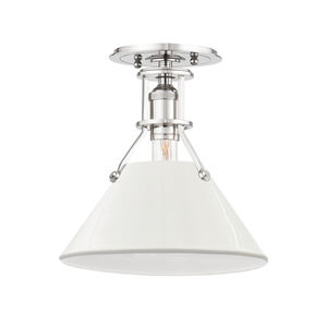 Painted No.2 1 Light 10 inch Polished Nickel/Off White Semi Flush Ceiling Light