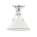 Painted No.2 1 Light 9.5 inch Polished Nickel/Off White Semi Flush Ceiling Light
