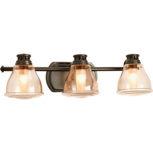 Academy 3 Light 22 inch Antique Bronze Bath Vanity Wall Light in Light Umber Seeded