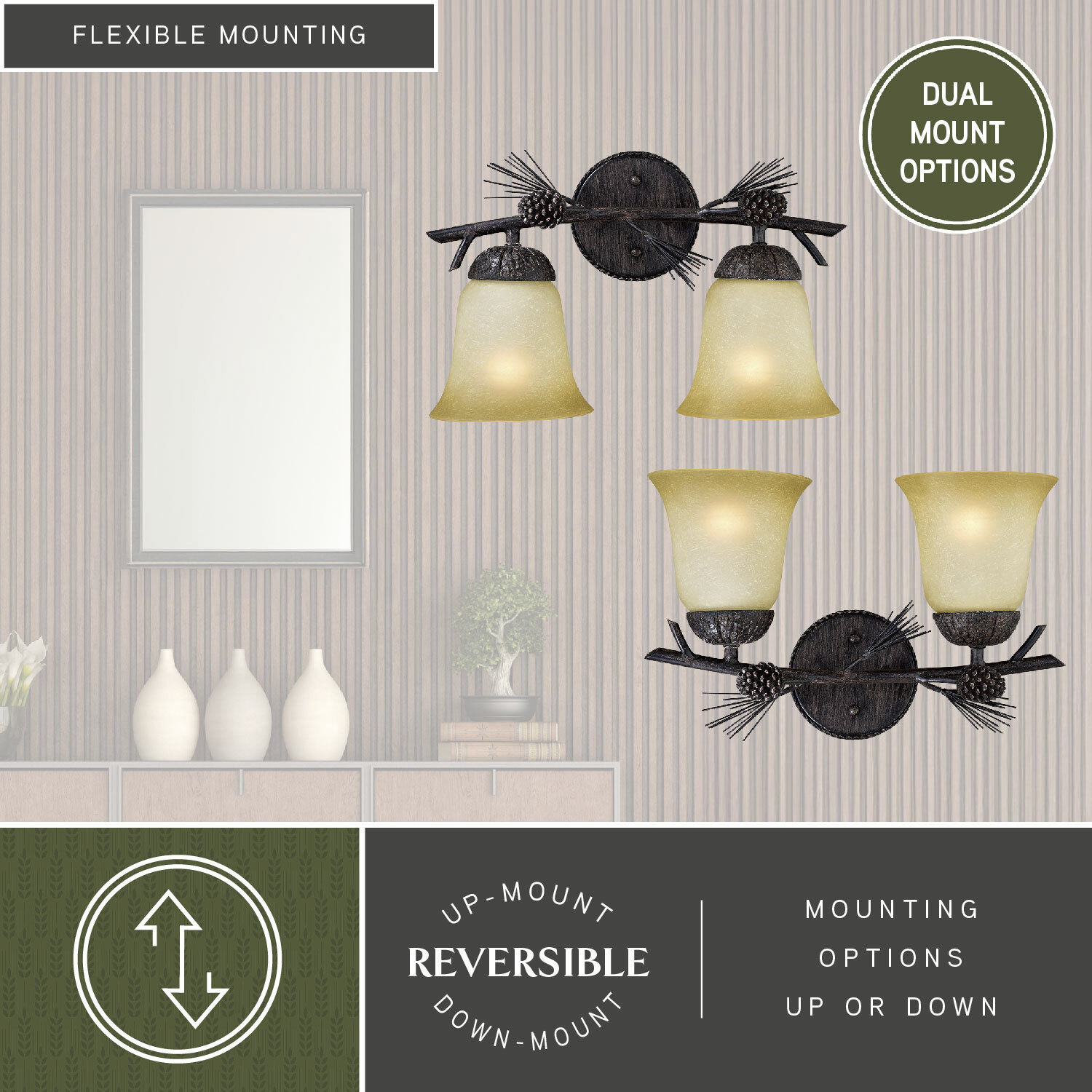 Sierra LED 15 inch Black Walnut Bathroom Light Wall Light