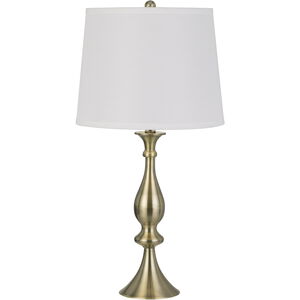 Pori 26 inch 150 watt Antique Brass Table Lamp Portable Light