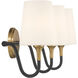 Brienne 3 Light 24.5 inch Legacy Brass and Dark Matte Black Vanity Wall Light