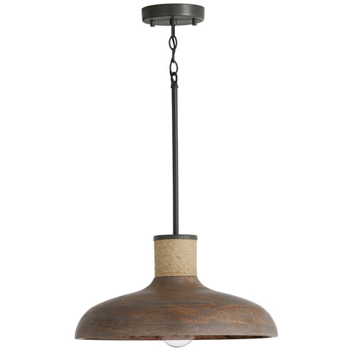 Jacob 1 Light 17 inch Grey Wash and Iron Silk Pendant Ceiling Light