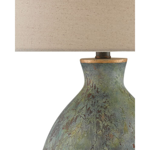 Remi 30 inch 150 watt Green/Dark Red/Bronze Gold Table Lamp Portable Light