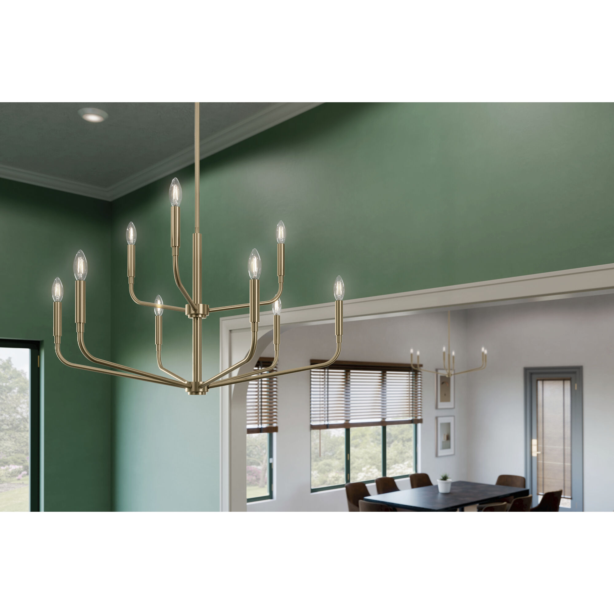 Madden 9 Light Champagne Bronze Chandelier Ceiling Light, 2 Tier