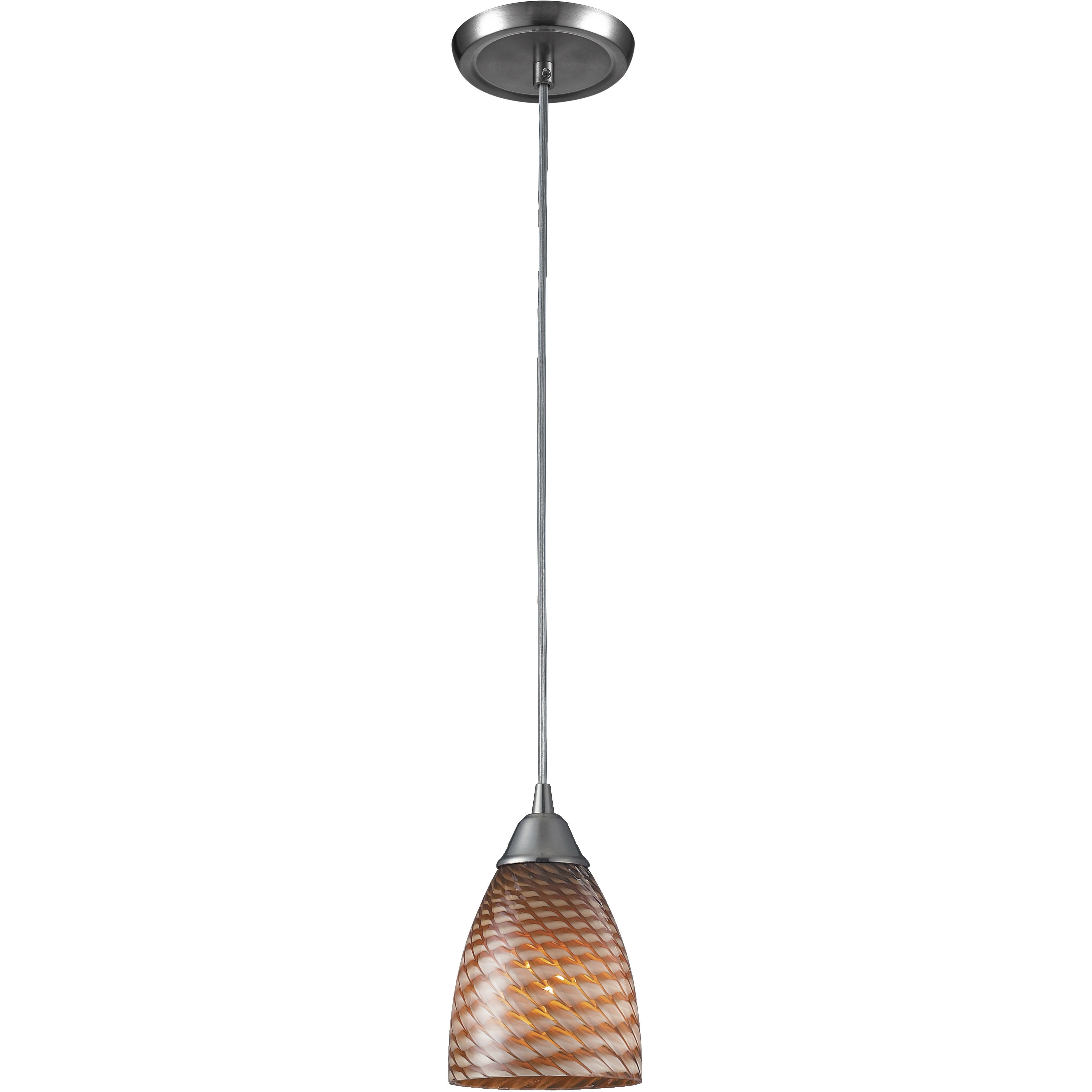 Arco Baleno 1 Light 5 inch Satin Nickel Mini Pendant Ceiling Light in Cocoa Glass