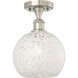 Edison White Mouchette 1 Light 8 inch Brushed Satin Nickel Semi-Flush Mount Ceiling Light