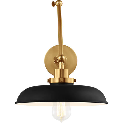 C&M by Chapman & Myers Wellfleet 26 inch 75 watt Midnight Black and Burnished Brass Task Sconce Wall Light in Midnight Black / Burnished Brass