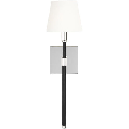 Katie 1 Light Polished Nickel / Black Leather Wall Sconce Wall Light 