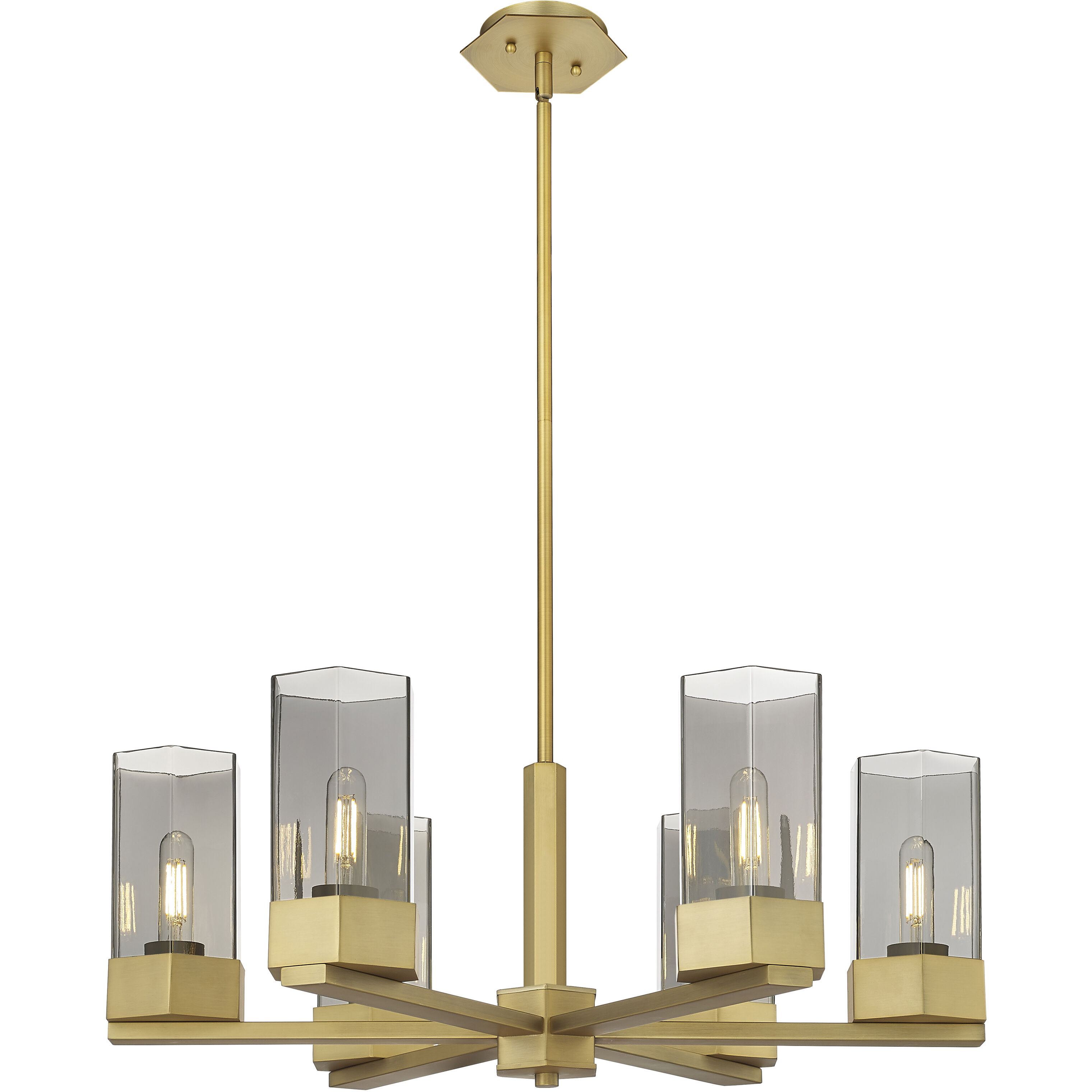 Claverack 6 Light 28.38 inch Brushed Brass Chandelier Ceiling Light in Plated Smoke Glass