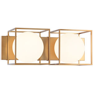 Matteo Lighting Squircle 2 Light 17.5 inch Aged Gold Brass Wall Sconce Wall Light S03802AG - Open Box