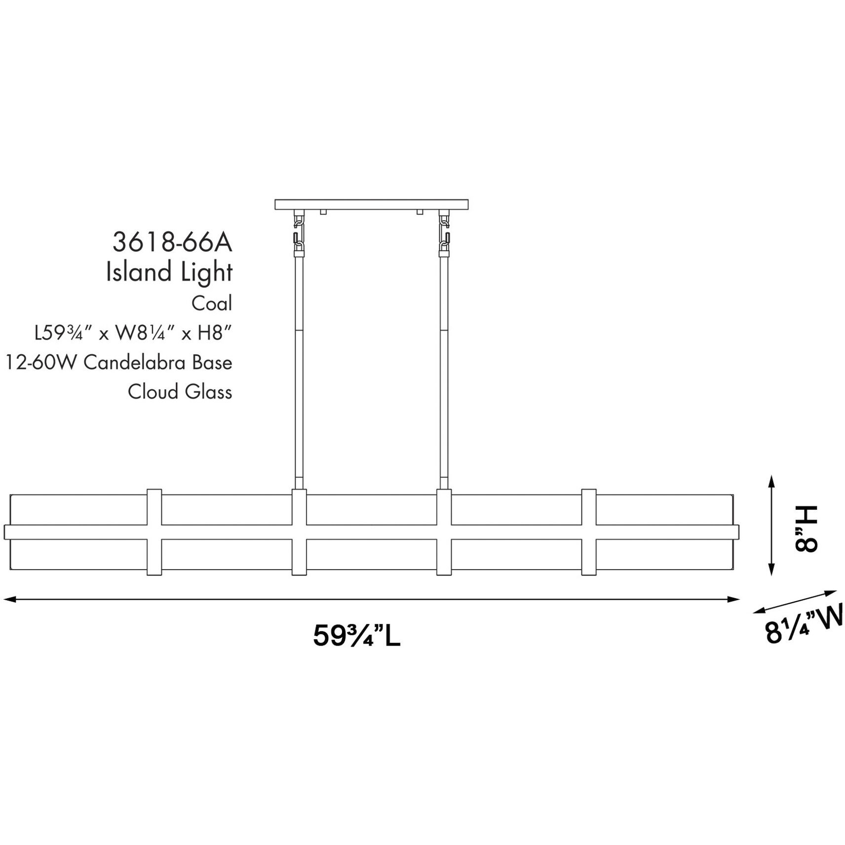 Cloud Break 12 Light 59.75 inch Coal Island Light Ceiling Light