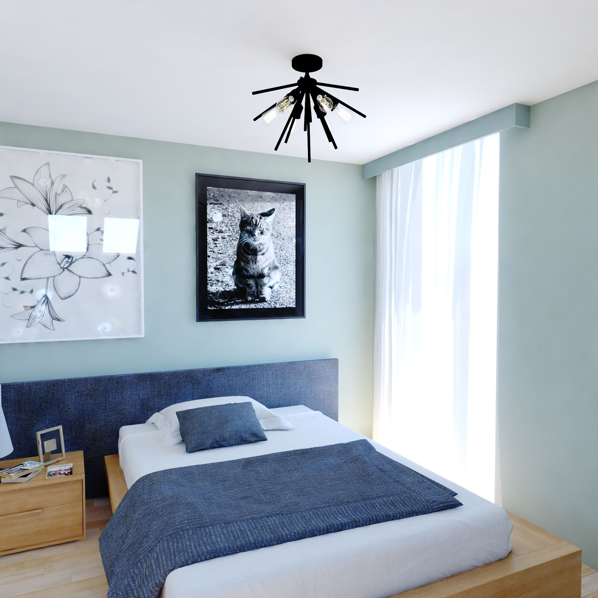 Estelle LED 24 inch Matte Black Semi-Flush Mount Ceiling Light