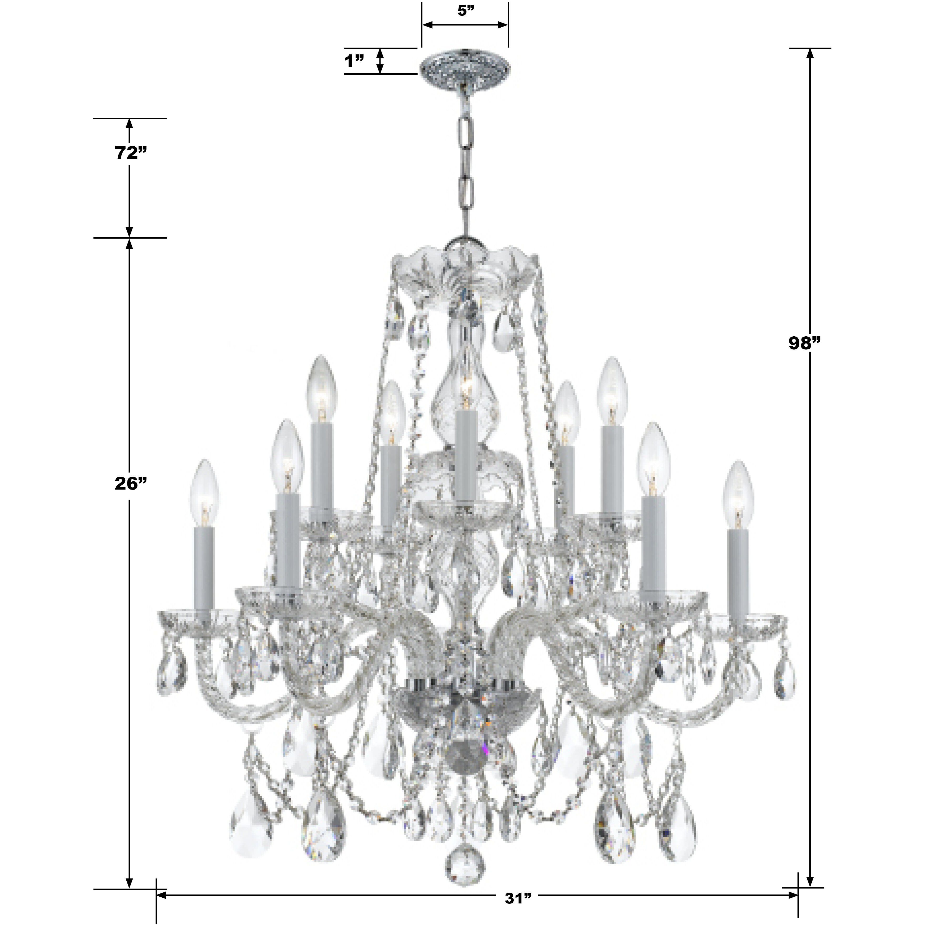 Traditional Crystal 12 Light 31 inch Polished Chrome Chandelier Ceiling Light in Clear Hand Cut