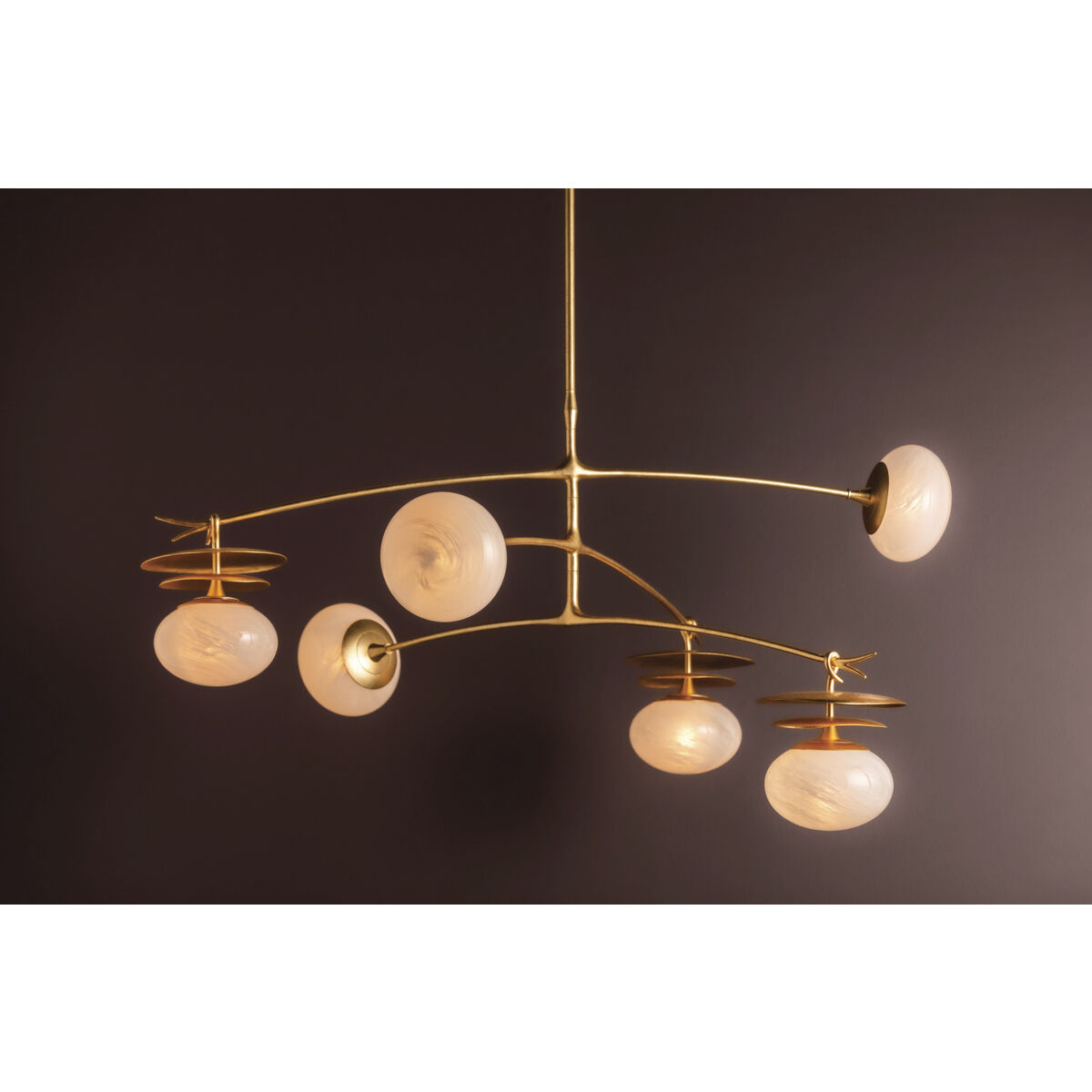 Ceylon 6 Light 57 inch Vintage Gold Leaf Pendant Ceiling Light
