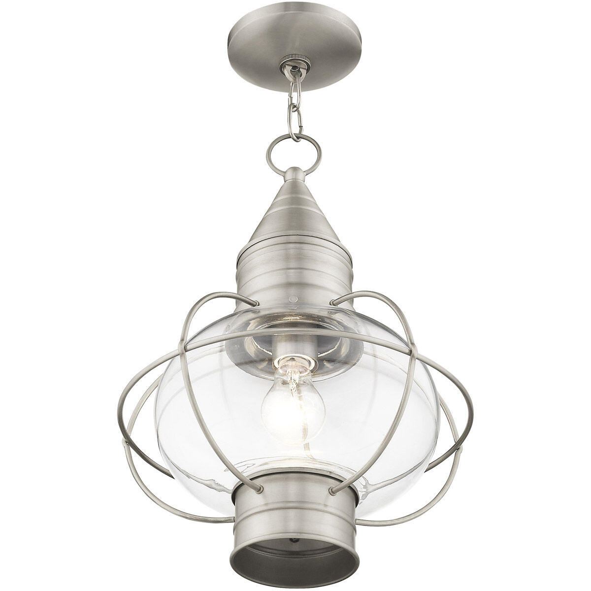 Newburyport 1 Light 12 inch Brushed Nickel Outdoor Pendant Lantern