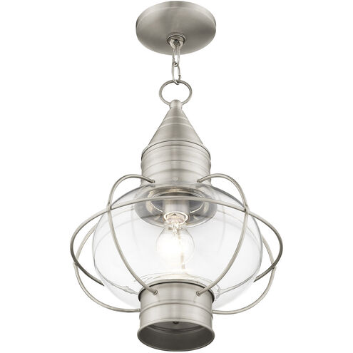Newburyport 1 Light 12 inch Brushed Nickel Outdoor Pendant Lantern