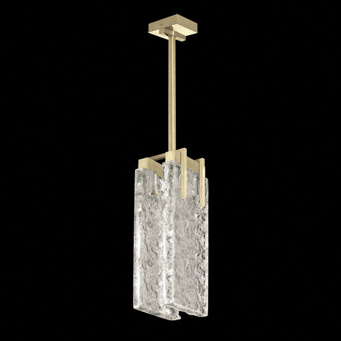 Terra LED 7.75 inch Gold Pendant Ceiling Light in Clear Studio Glass