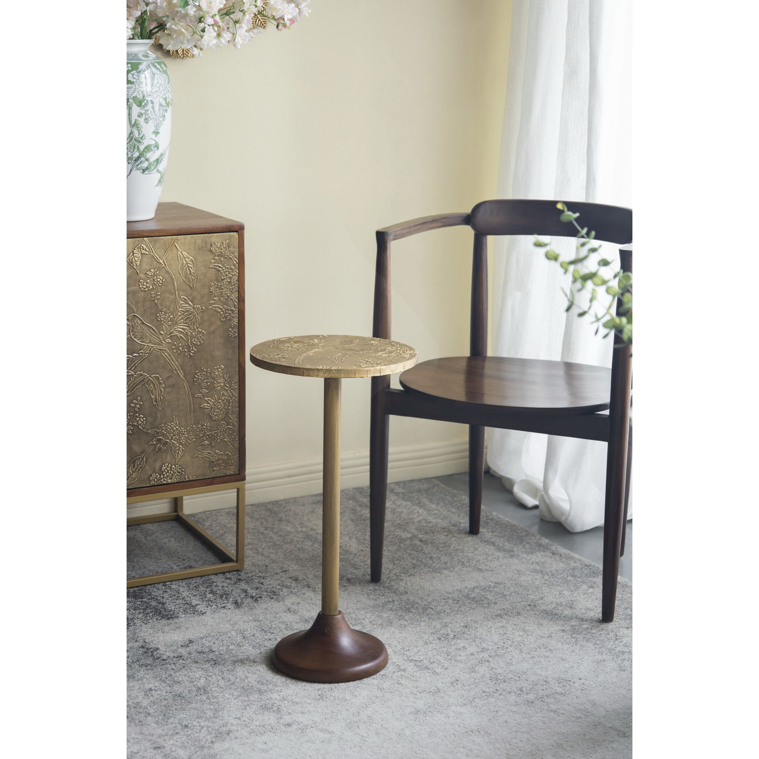 Anita 24 X 11.8 inch Gold and Brown Side Table