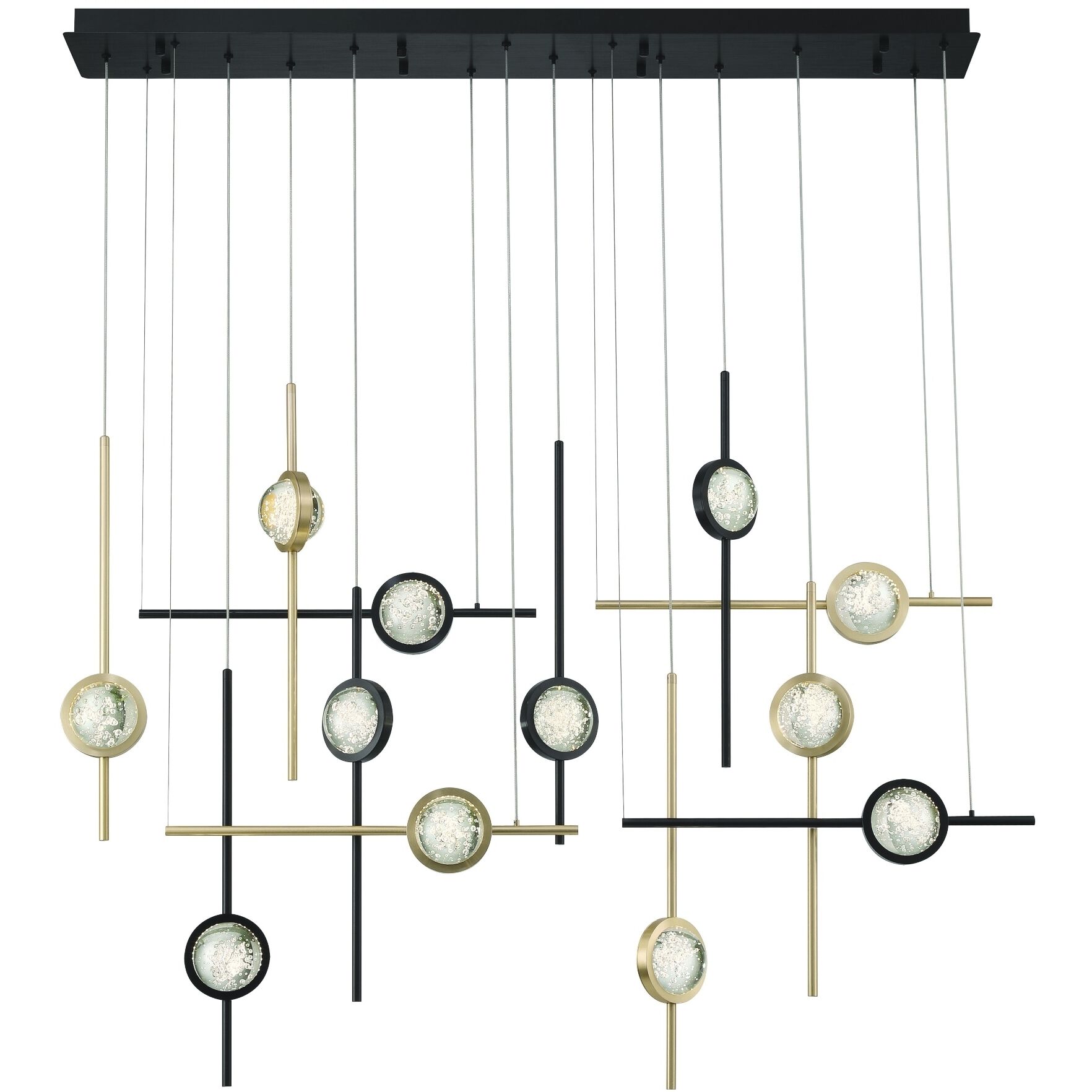 Barletta 12 Light 7.75 inch Gold and Black Chandelier Ceiling Light