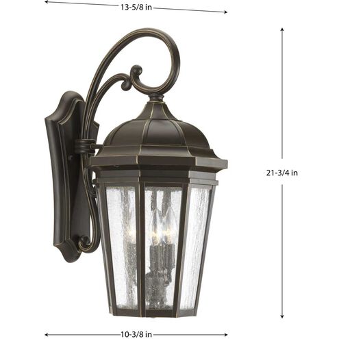 Verdae 3 Light 22 inch Antique Bronze Outdoor Wall Lantern, Large, Design Series