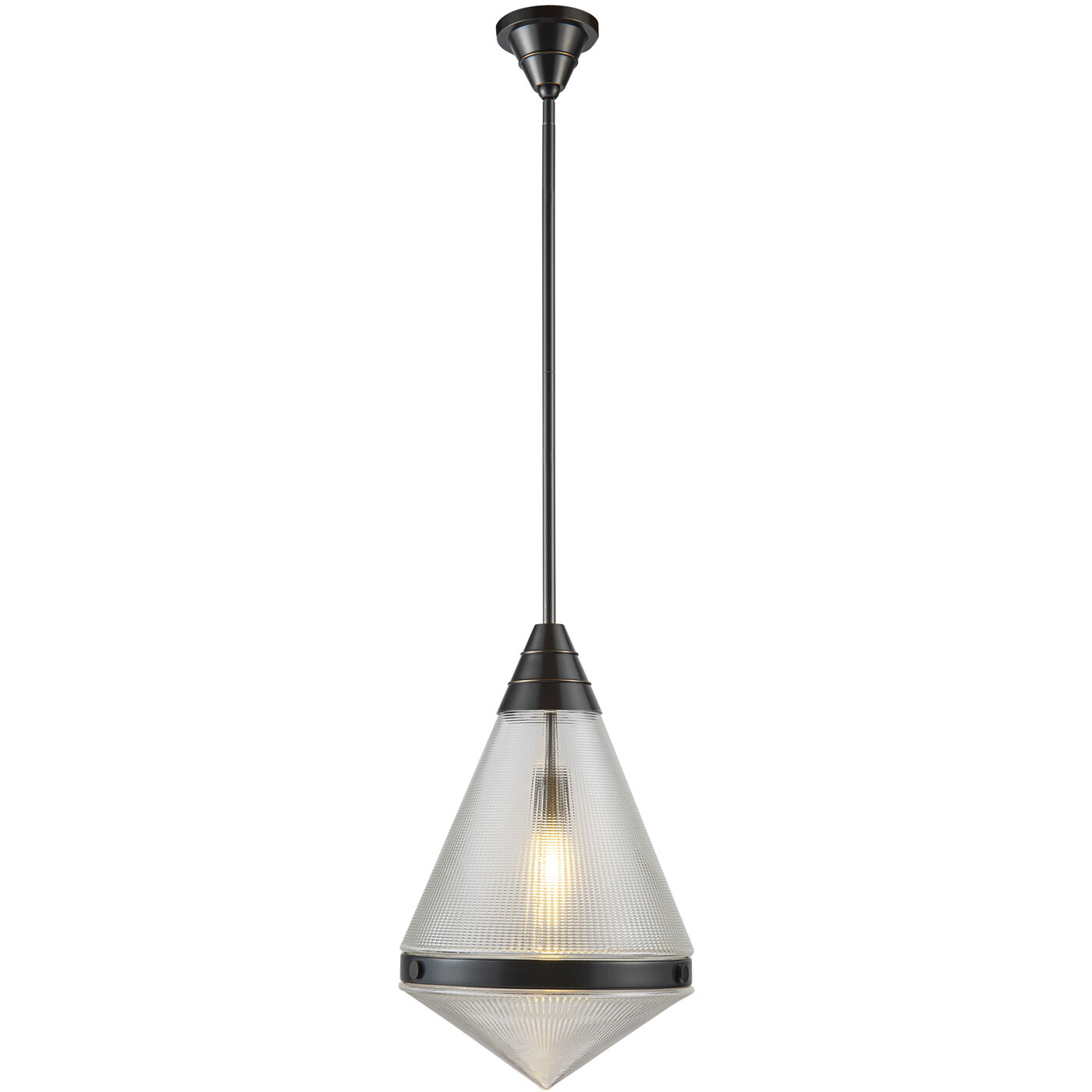 Willard Pendant Ceiling Light in Urban Bronze, Clear Prismatic Glass