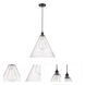 Edison Cone LED 16 inch Matte Black Pendant Ceiling Light in Seedy Glass