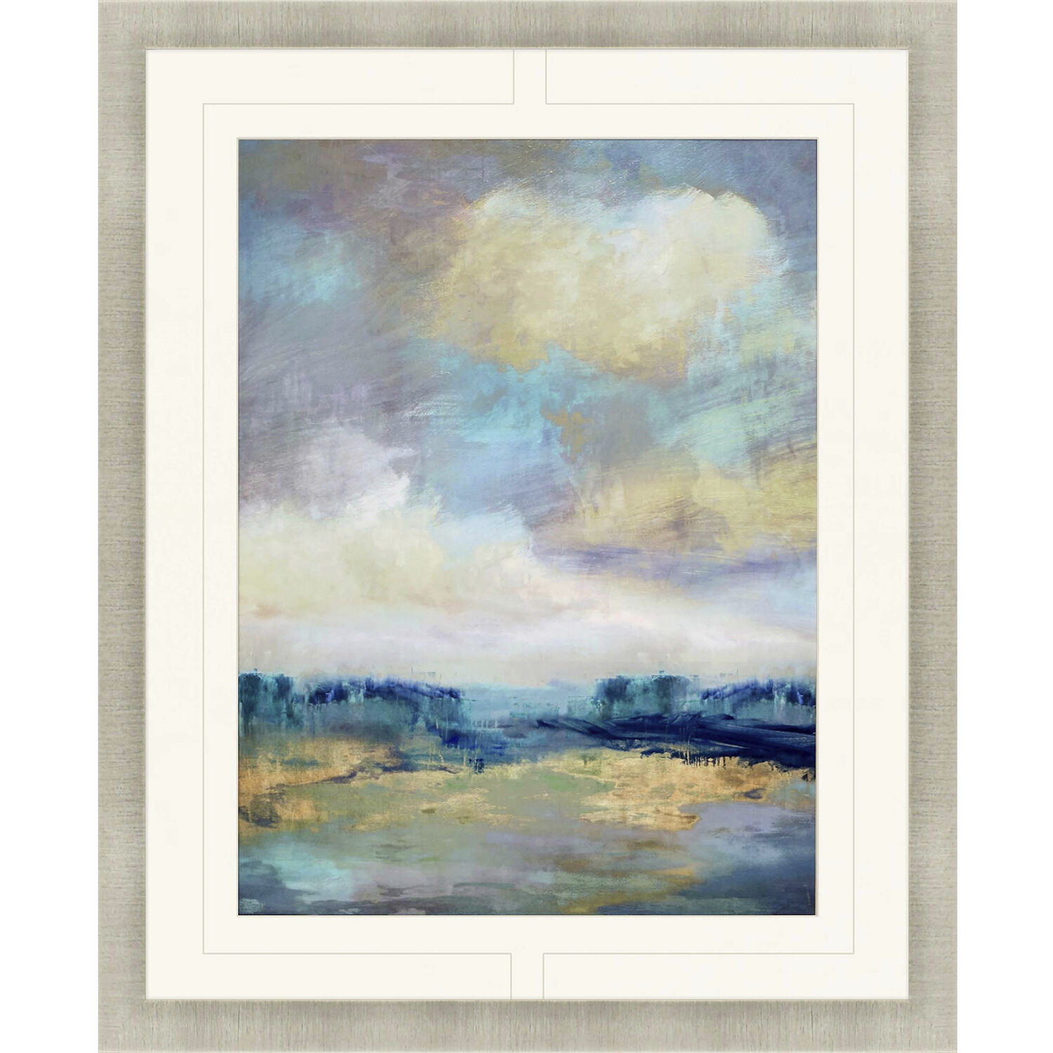 Iridescence Opaline Blue and Turquoise and Yellow and Gray Framed Art