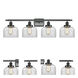 Ballston Large Bell 4 Light 36 inch Matte Black Bath Vanity Light Wall Light in Clear Glass, Ballston
