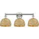 Edison Woven Rattan 3 Light 26 inch Polished Nickel Bath Vanity Light Wall Light