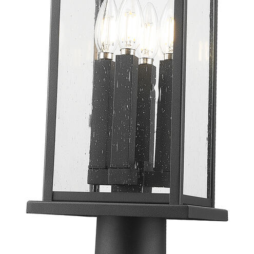 Tiberius 4 Light 27.25 inch Black Outdoor Pier Mounted Fixture in Clear Seedy Glass